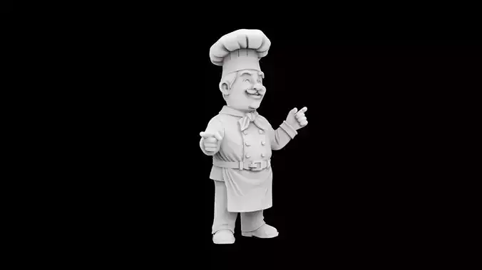Chef Figurine with Friendly Pose 3D Print Model