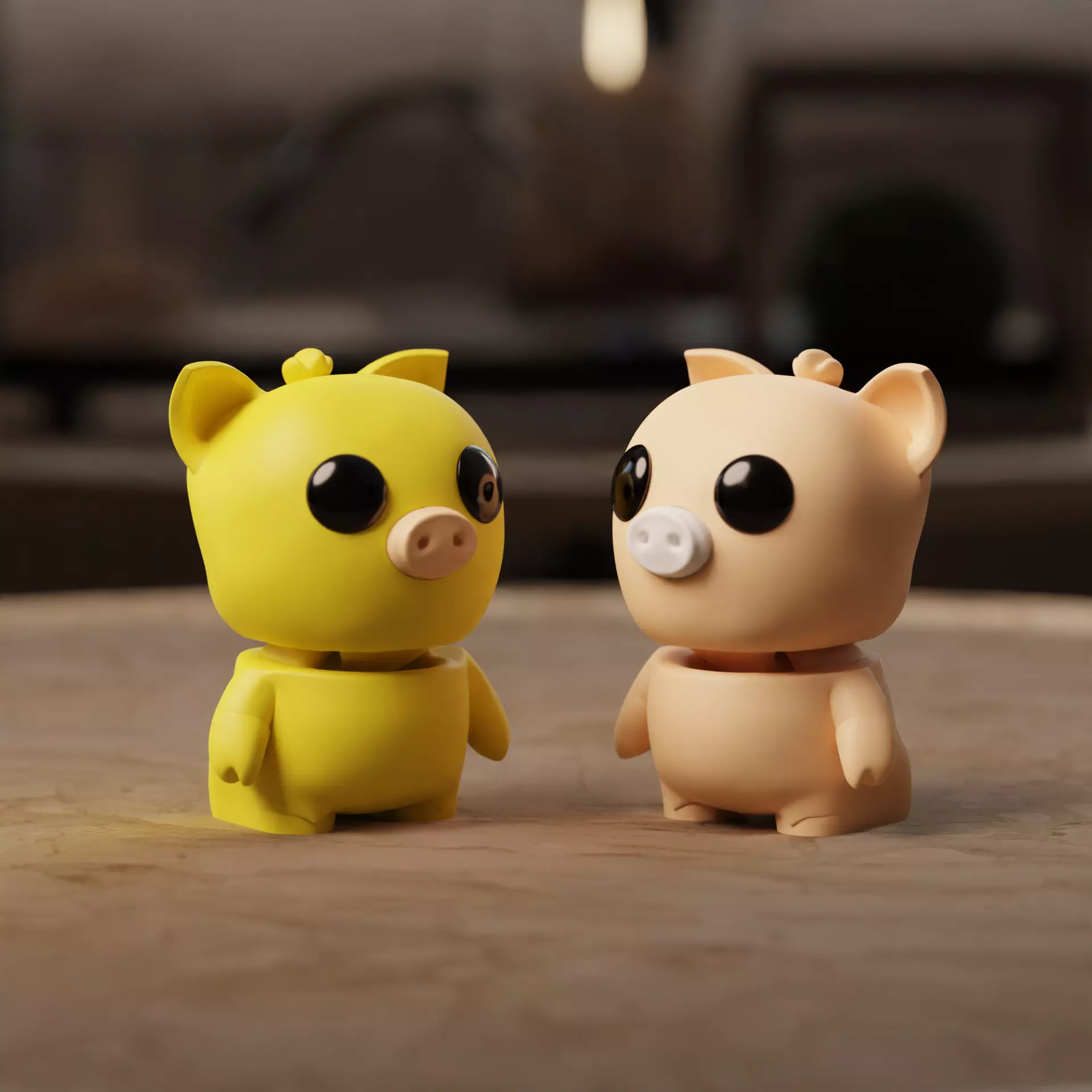 CUTE CHIBI PIGGY with KEYCHAIN VERSION 3D print model_0