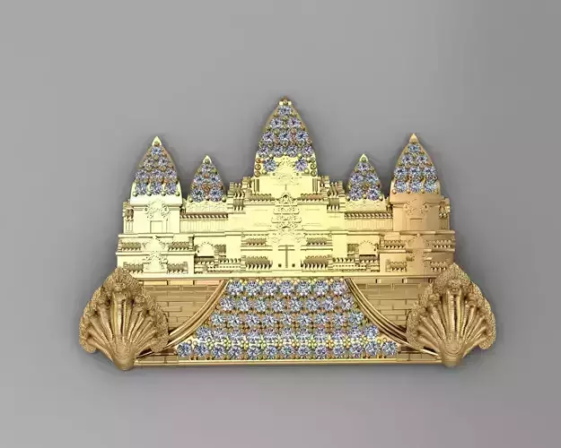 Angkor Wat Khmer Diamond Pendant 3D print model