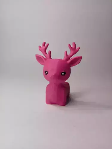 Adorable 3D printed pink deer model   Keychain Version