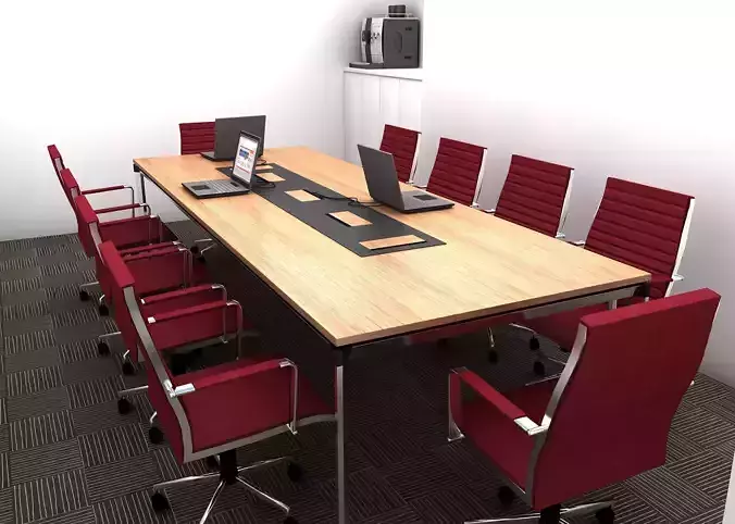 Elegant Wooden Conference Table with Metal Legs