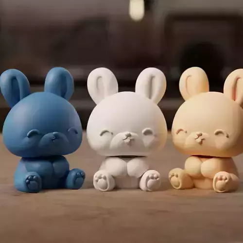 Chibi Bunny Buddies  3D Printed Models  Keychain Edition