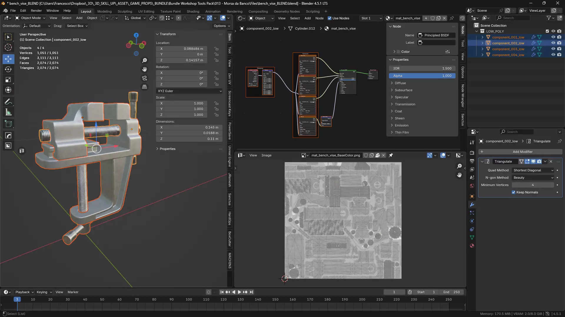 Bench Vise 3D Model Low-poly 3D model_1