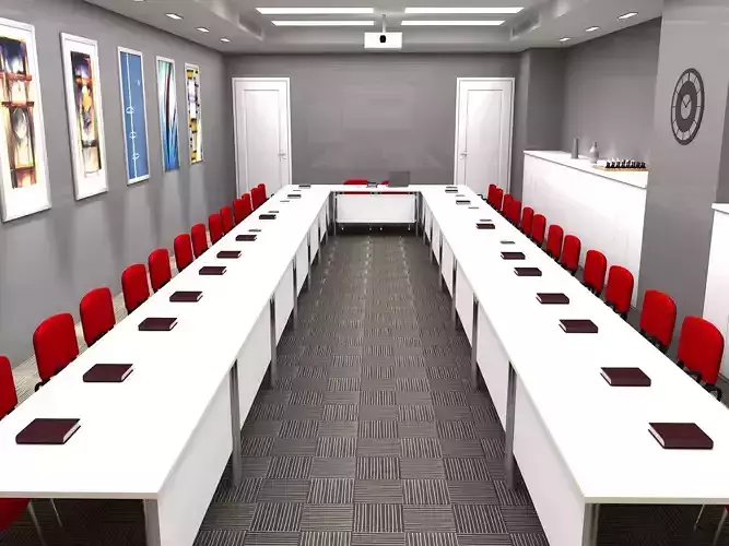 Elegant Wooden Conference Table with Metal Legs