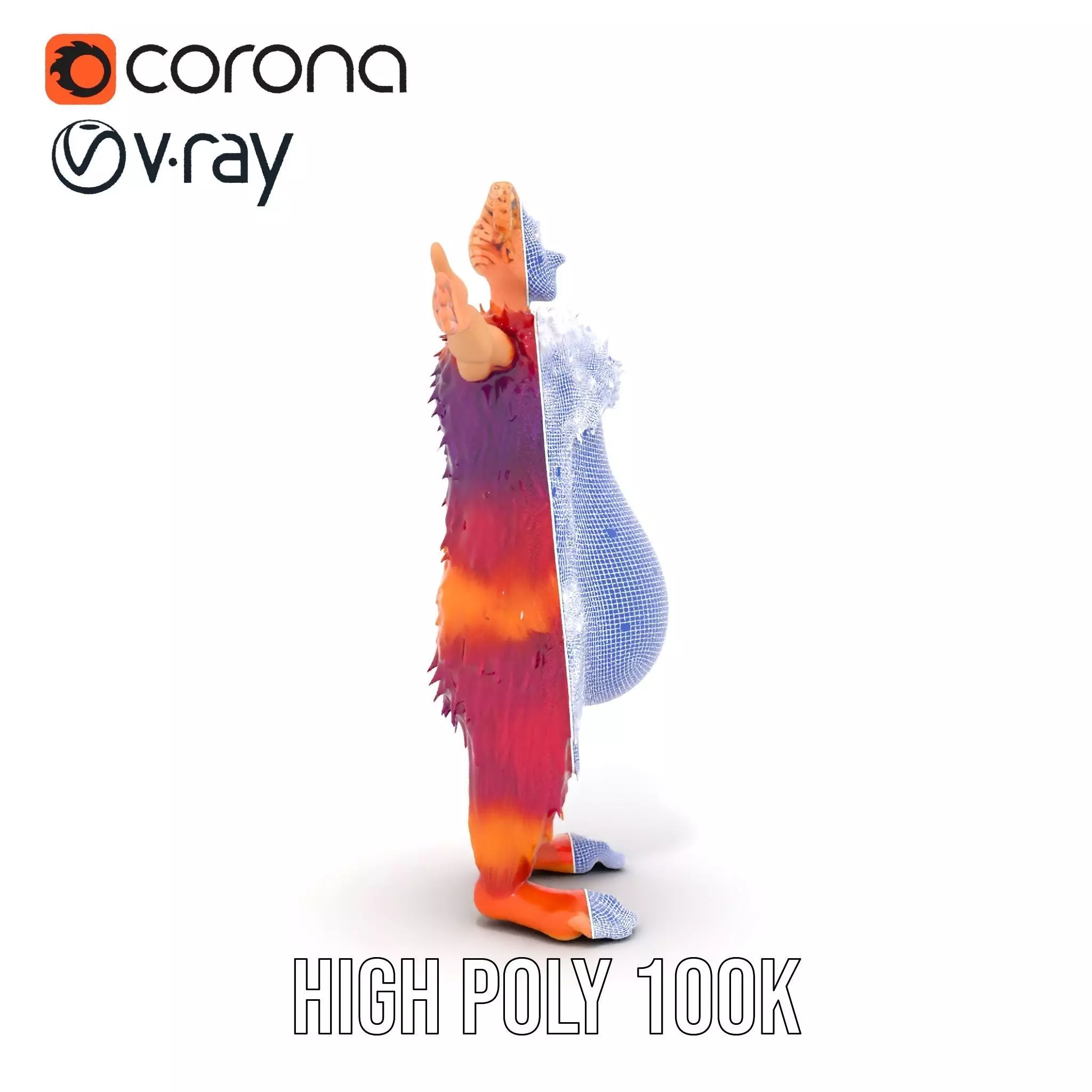 Vibrant Furry Creature model pack Low-poly 3D model_32