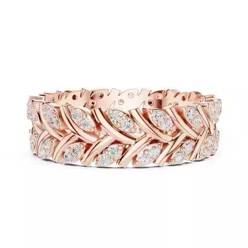 Round Cut Leaf Inspired Full Eternity Wedding Band 3DM STL Video