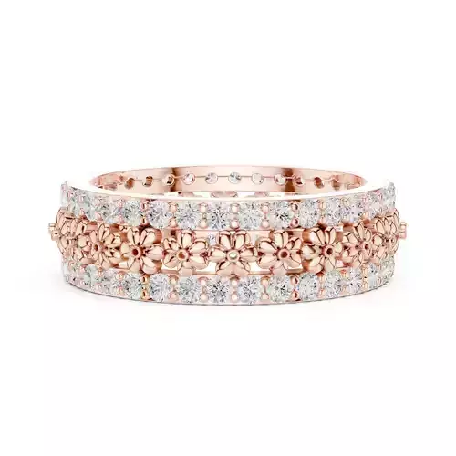 Double Round Cut Floral Eternity Wedding Band 3DM STL Video