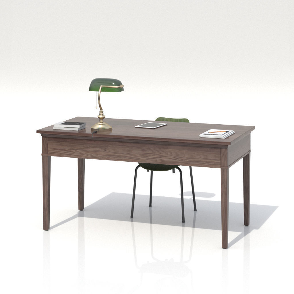 Work Desk Set Classic Brown 3D model_3