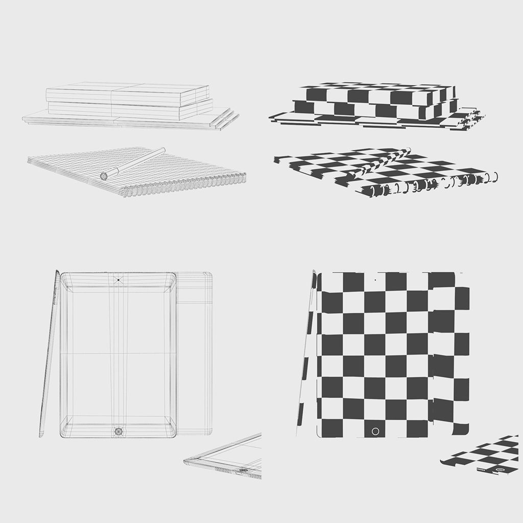 Work Desk Set Classic Brown 3D model_7