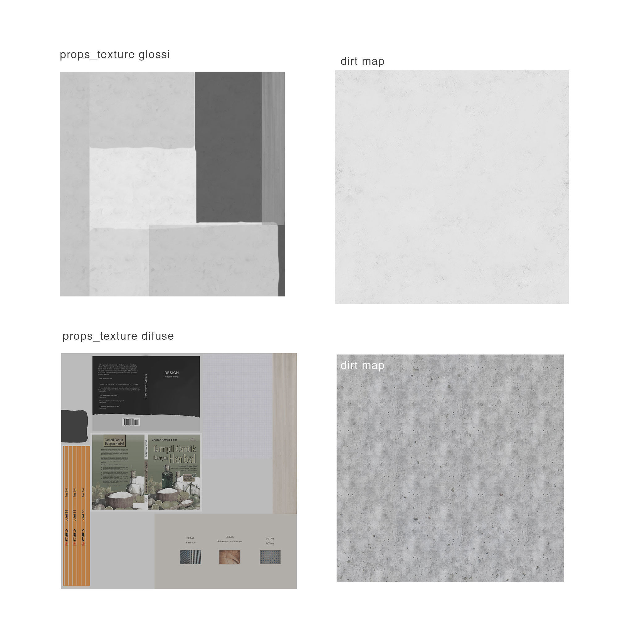 Work Desk Set Classic Brown 3D model_10