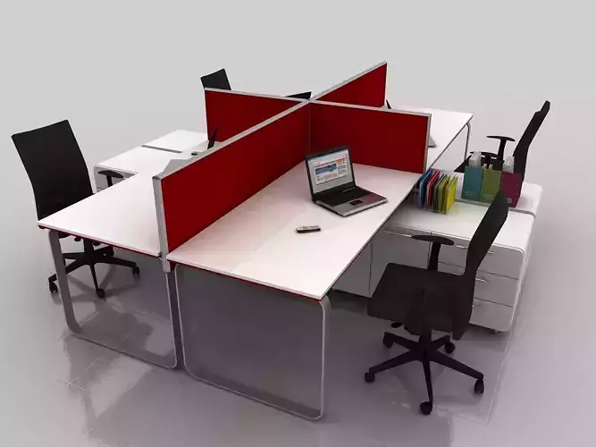 Modern Office Workstation Sets with Metal Legs  Partition Panels