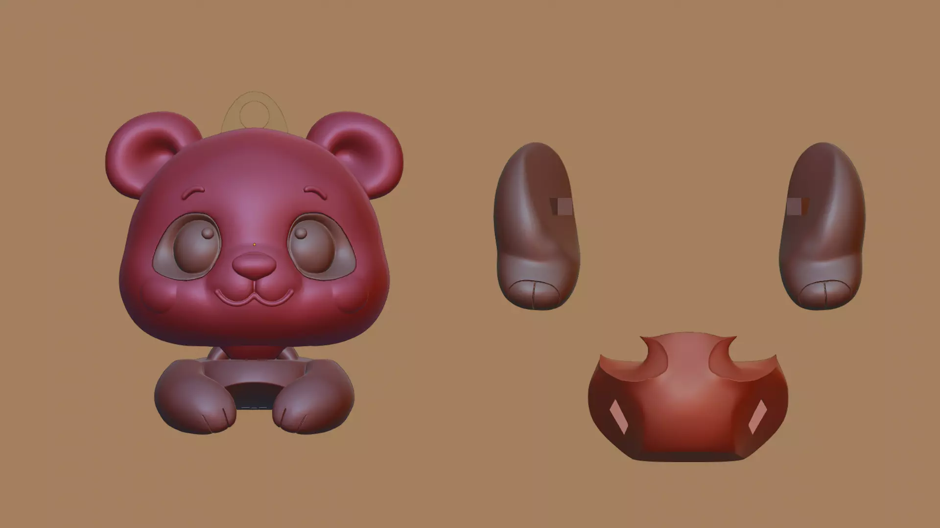 CUTE PANDA FLEXI KEYCHAIN VERSION 3D print model_4