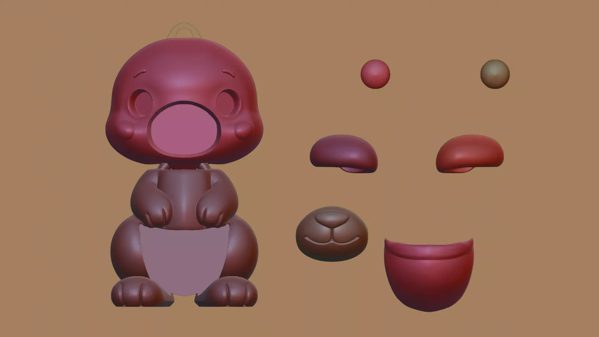 CUTE KANGAROO FLEXI KEYCHAIN VERSION 3D print model_4