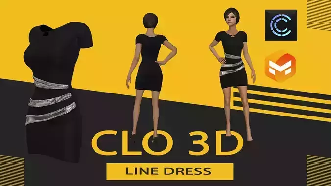 line dress Marvelous Designer or Clo3D ZPRJ