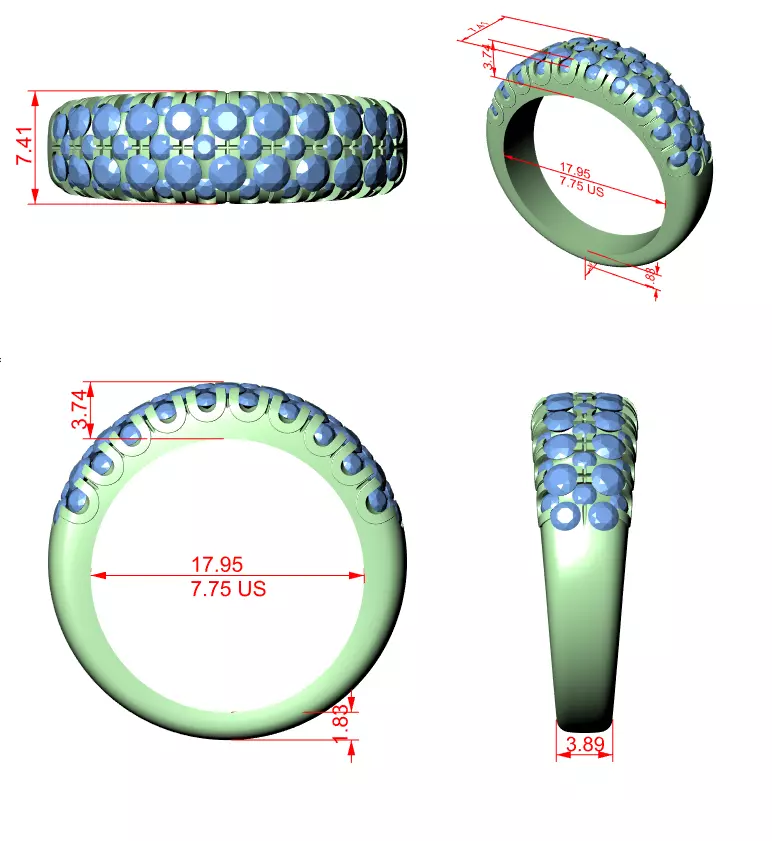 Diamond Engagement Wedding Ring 3DM STL Video 3D print model_12