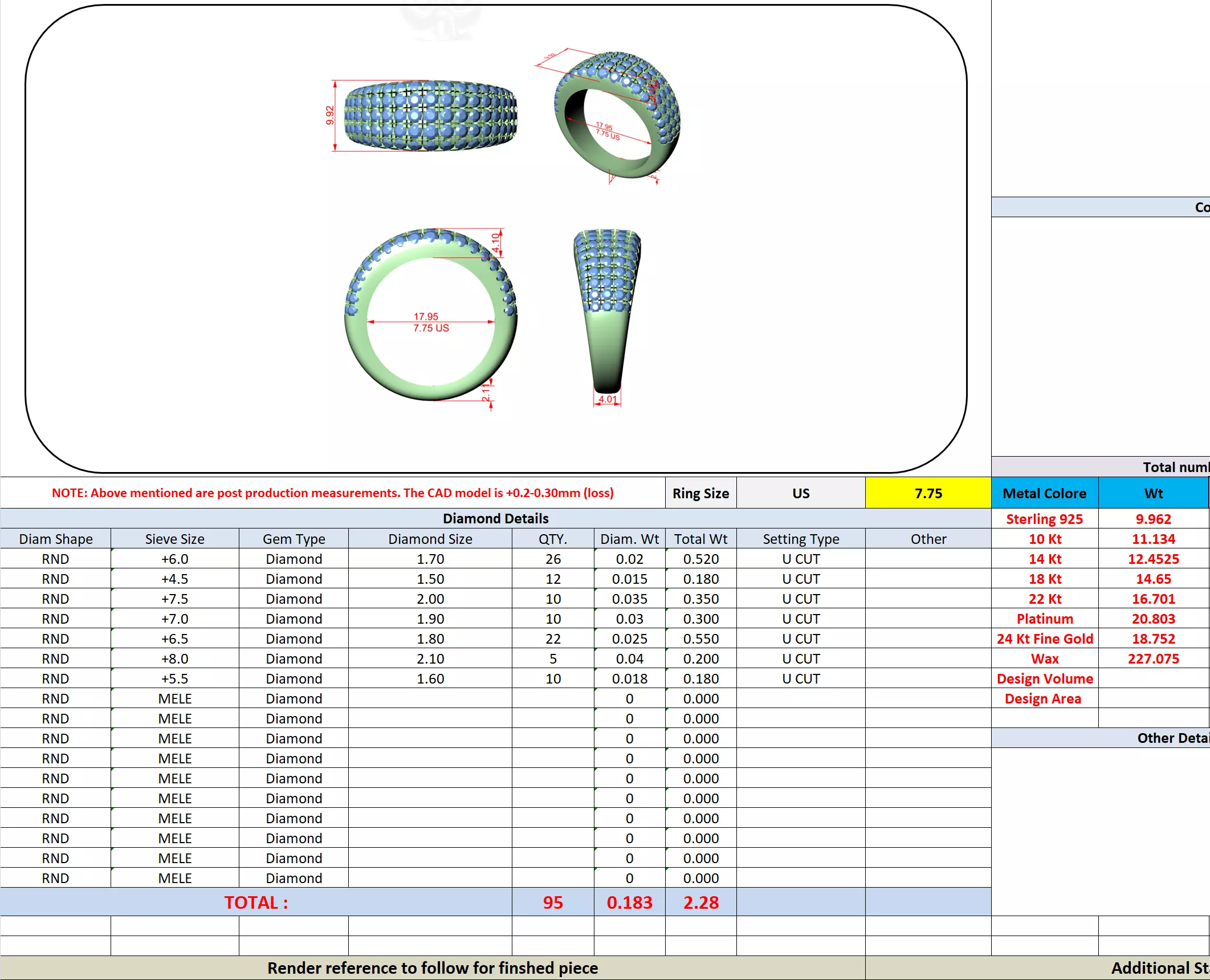 10mm Wide Round Cut Pave Diamond Wedding Ring 3DM STL Video 3D print model_13