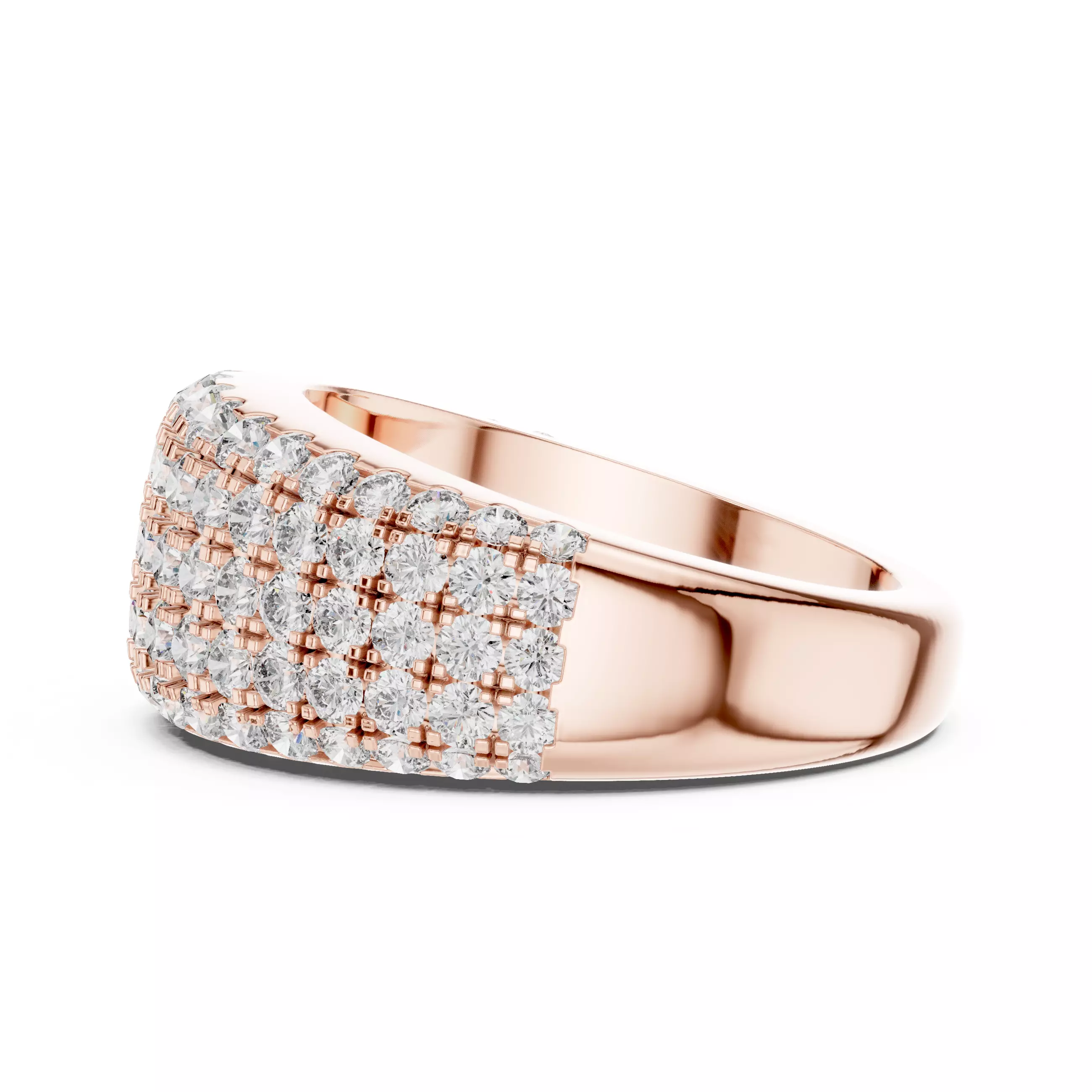 10mm Wide Round Cut Pave Diamond Wedding Ring 3DM STL Video 3D print model_5