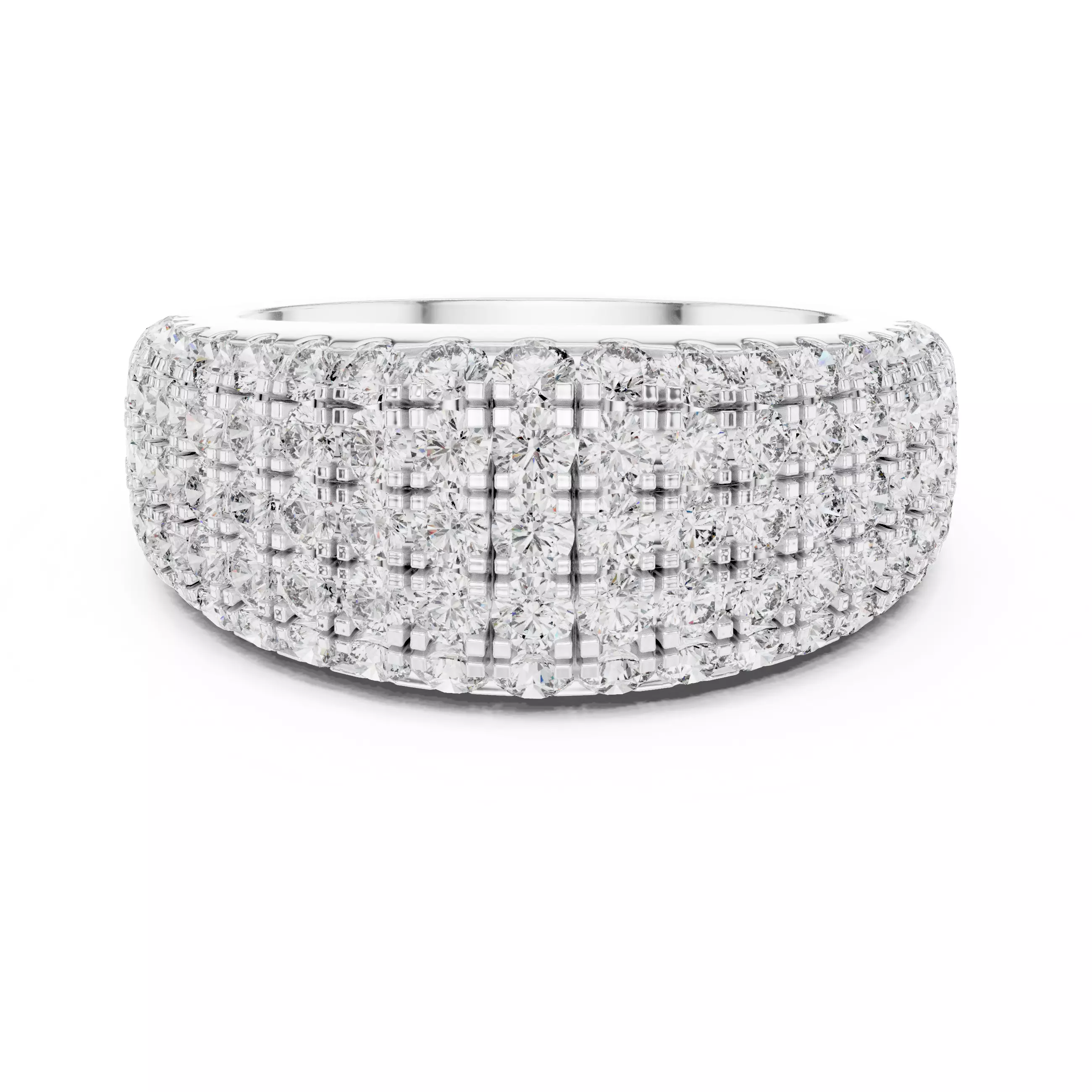 10mm Wide Round Cut Pave Diamond Wedding Ring 3DM STL Video 3D print model_2