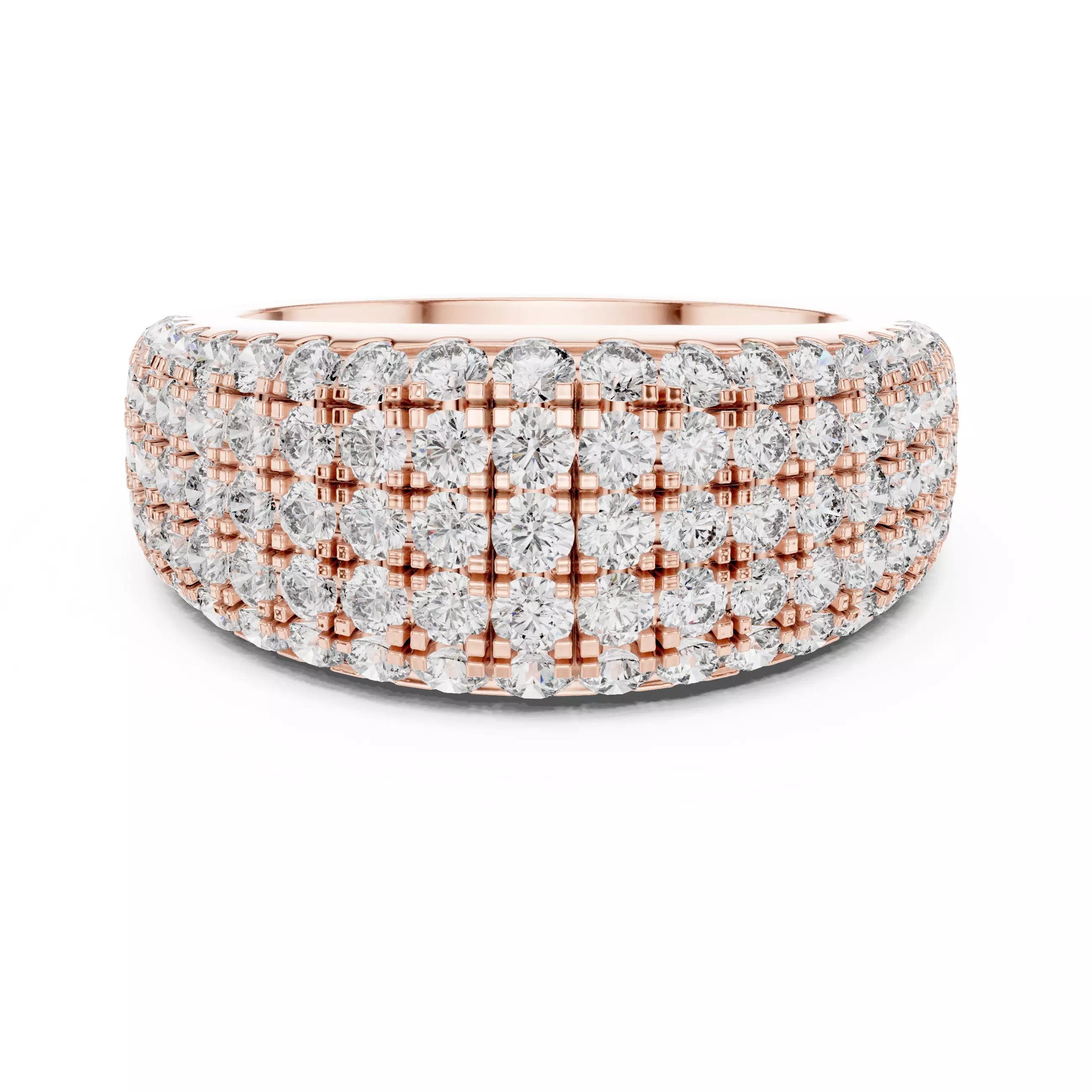 10mm Wide Round Cut Pave Diamond Wedding Ring 3DM STL Video 3D print model_0