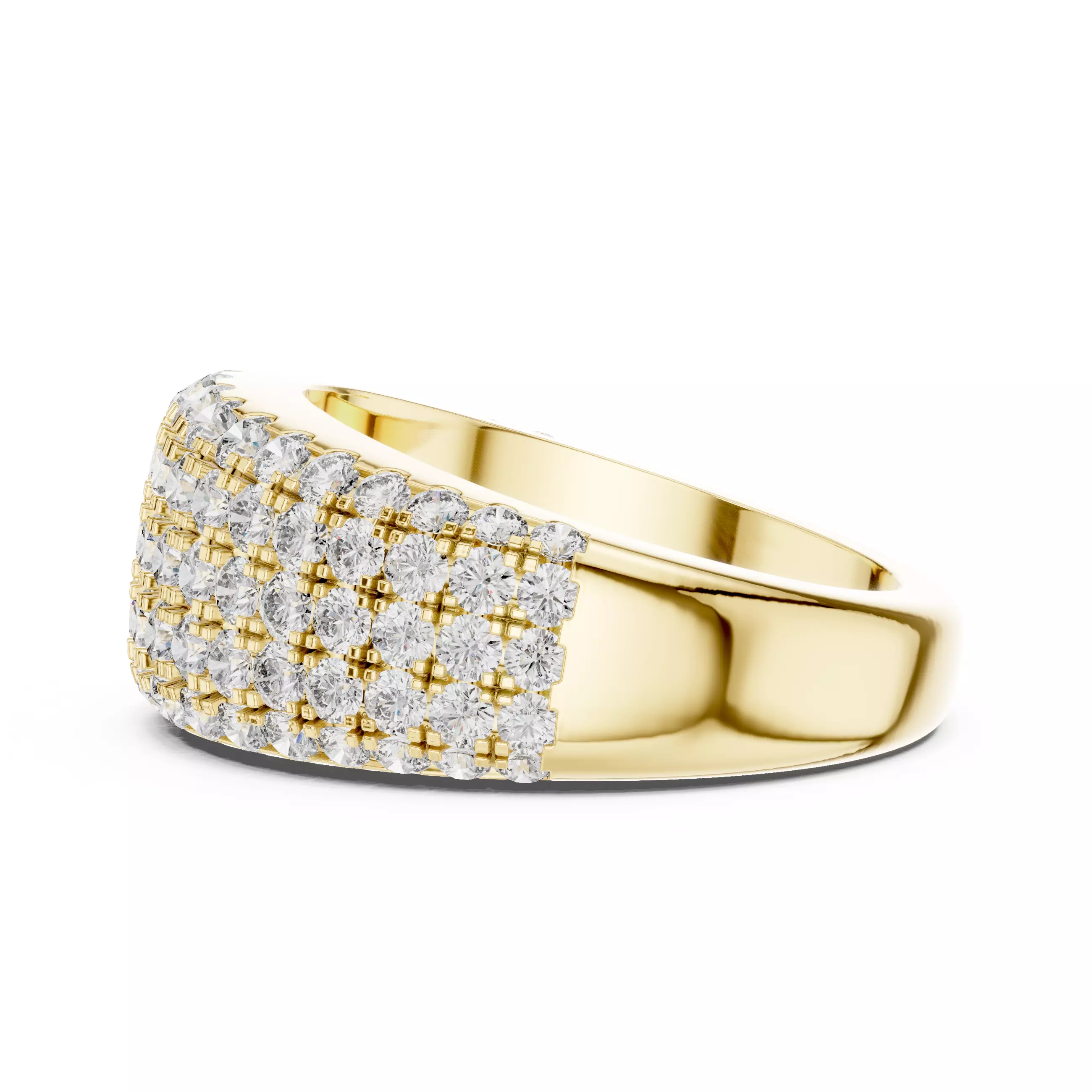 10mm Wide Round Cut Pave Diamond Wedding Ring 3DM STL Video 3D print model_8