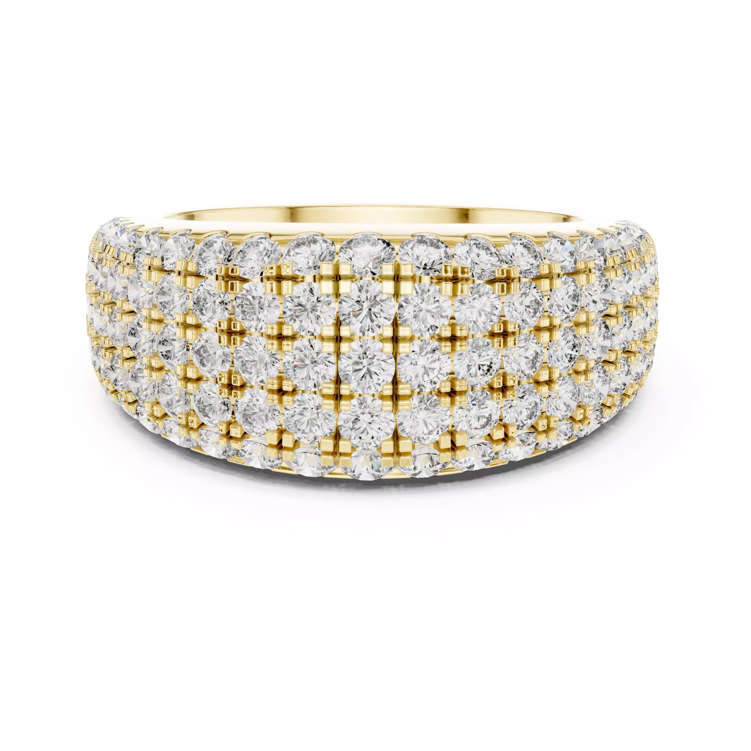 10mm Wide Round Cut Pave Diamond Wedding Ring 3DM STL Video 3D print model_1