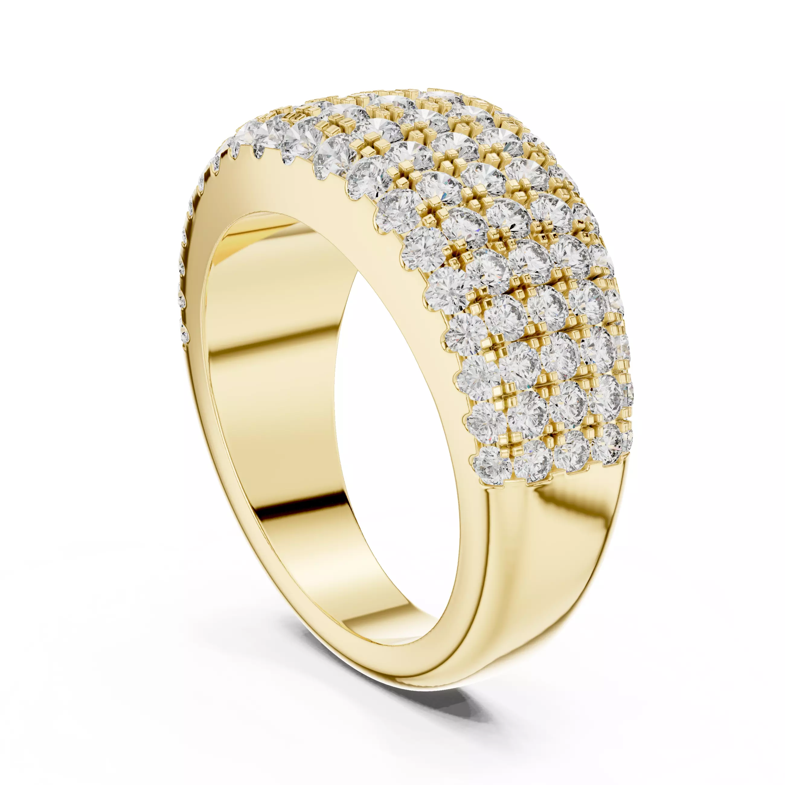 10mm Wide Round Cut Pave Diamond Wedding Ring 3DM STL Video 3D print model_6