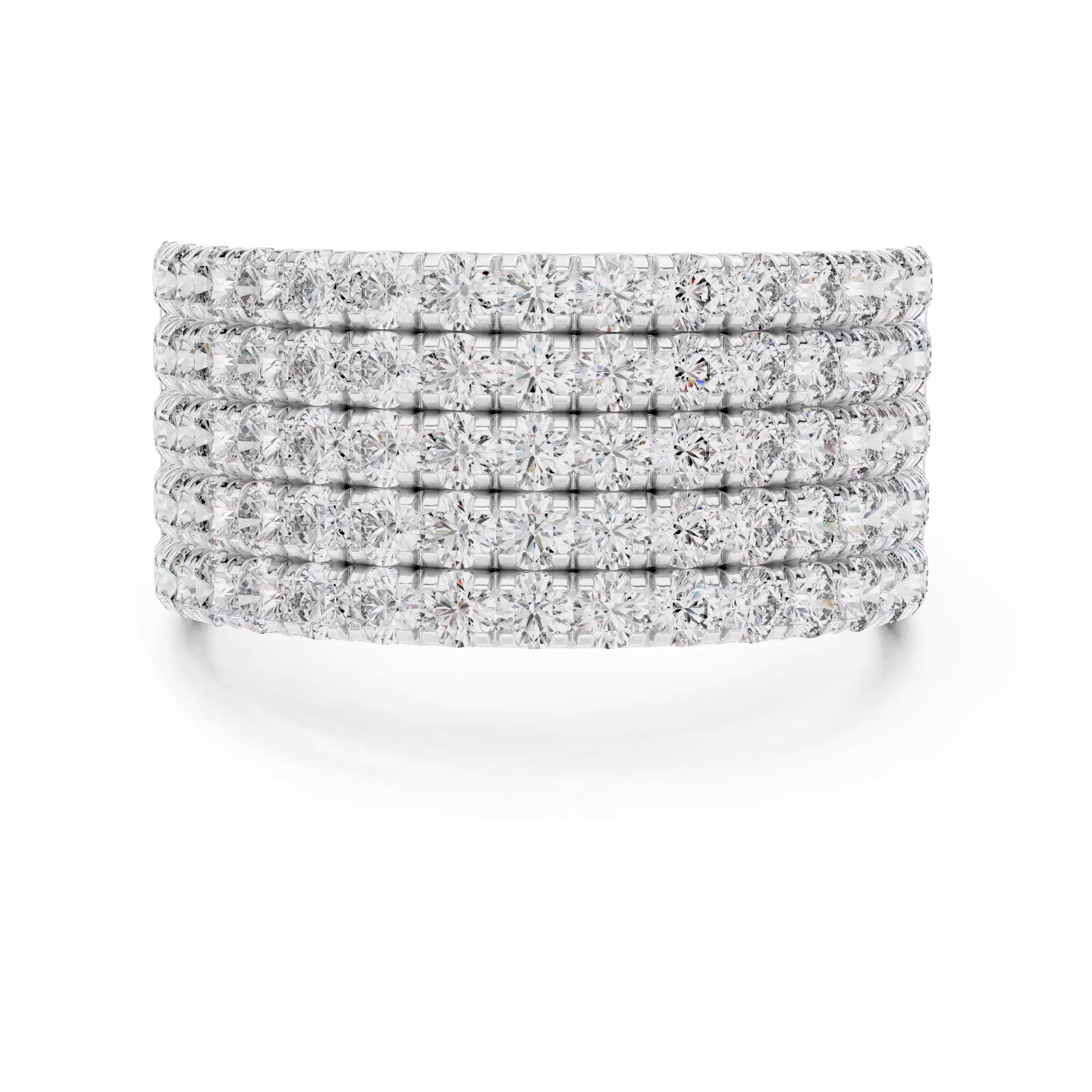 10mm Wide Five Diamond Row Engagement Wedding Ring 3DM STL Video 3D print model_2