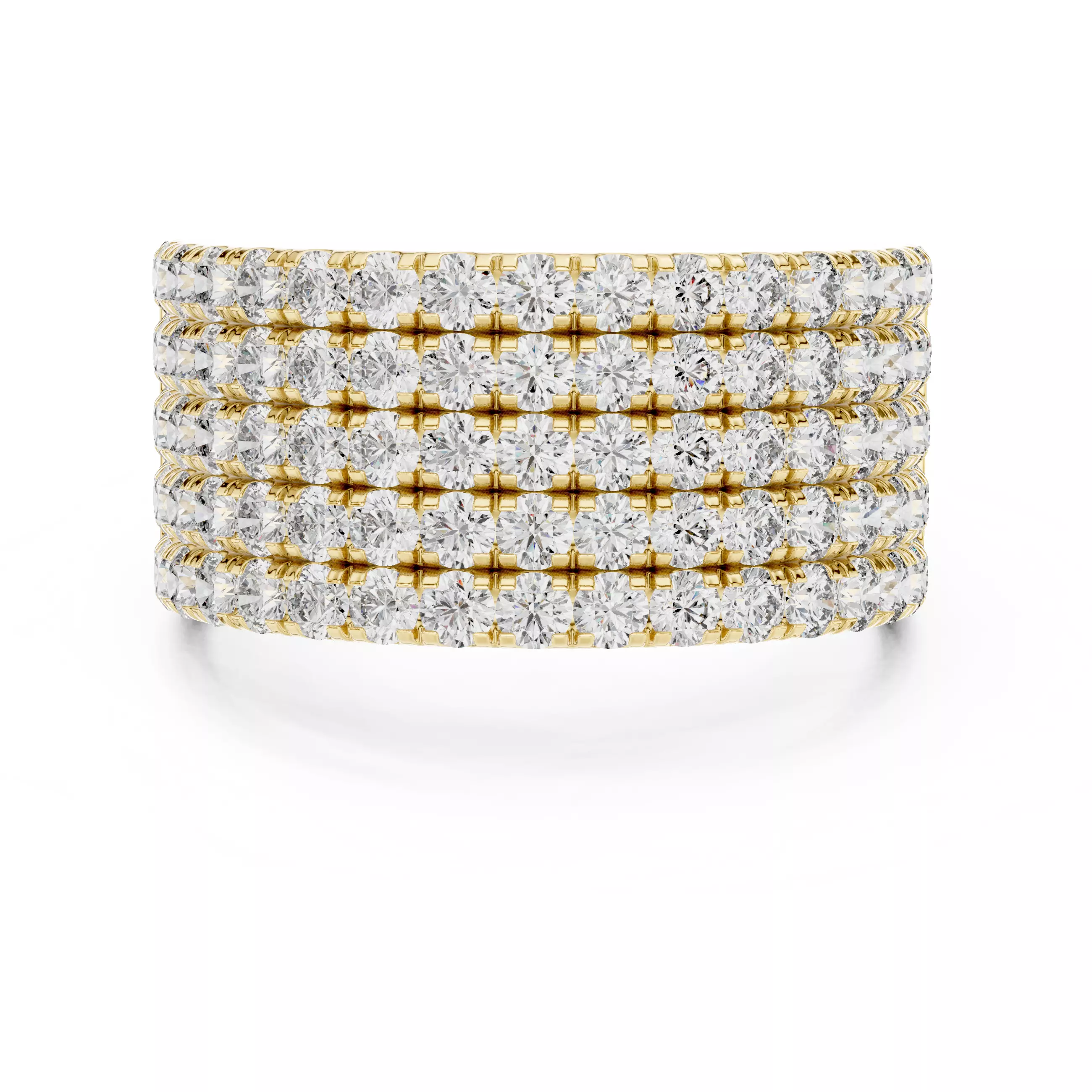 10mm Wide Five Diamond Row Engagement Wedding Ring 3DM STL Video 3D print model_1