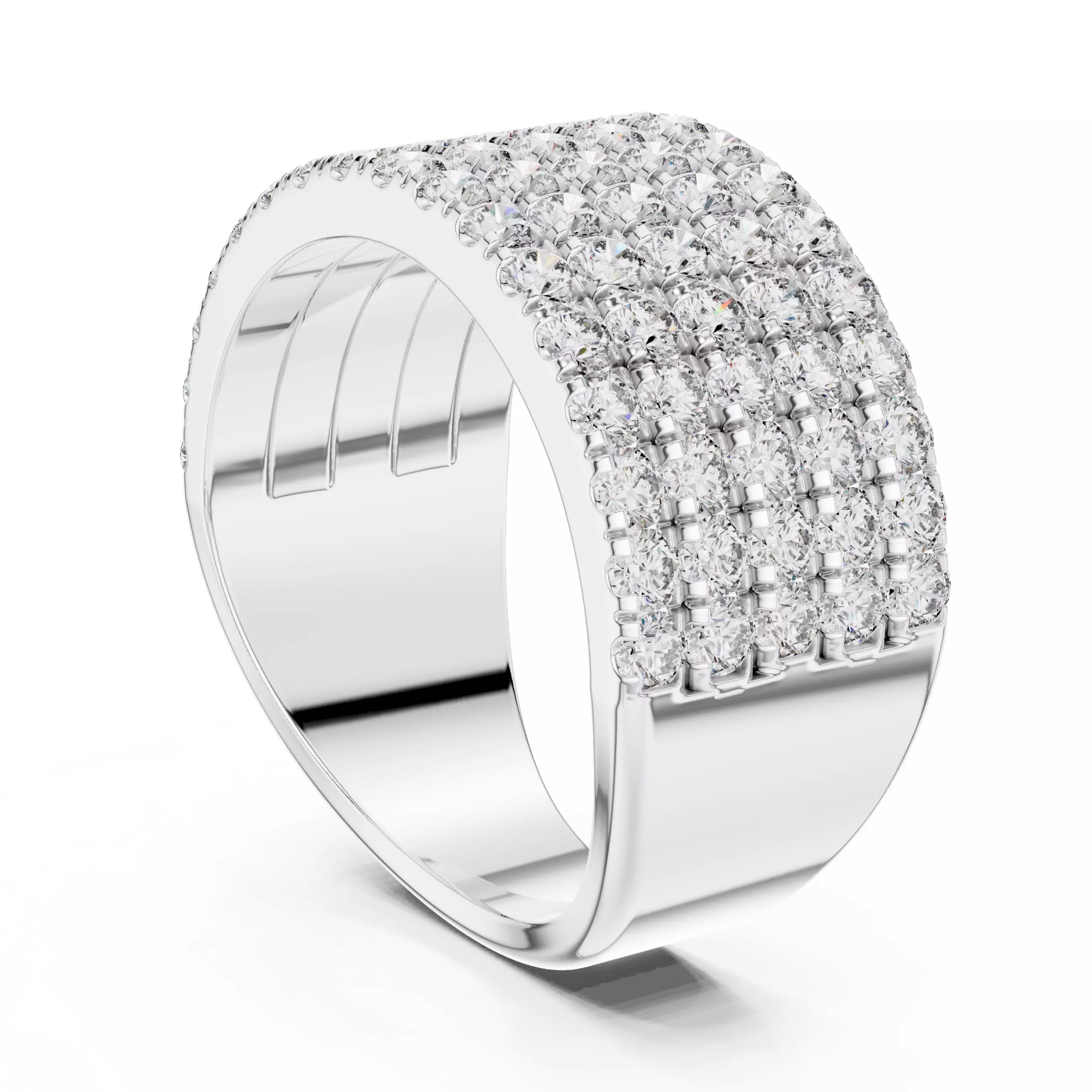 10mm Wide Five Diamond Row Engagement Wedding Ring 3DM STL Video 3D print model_9