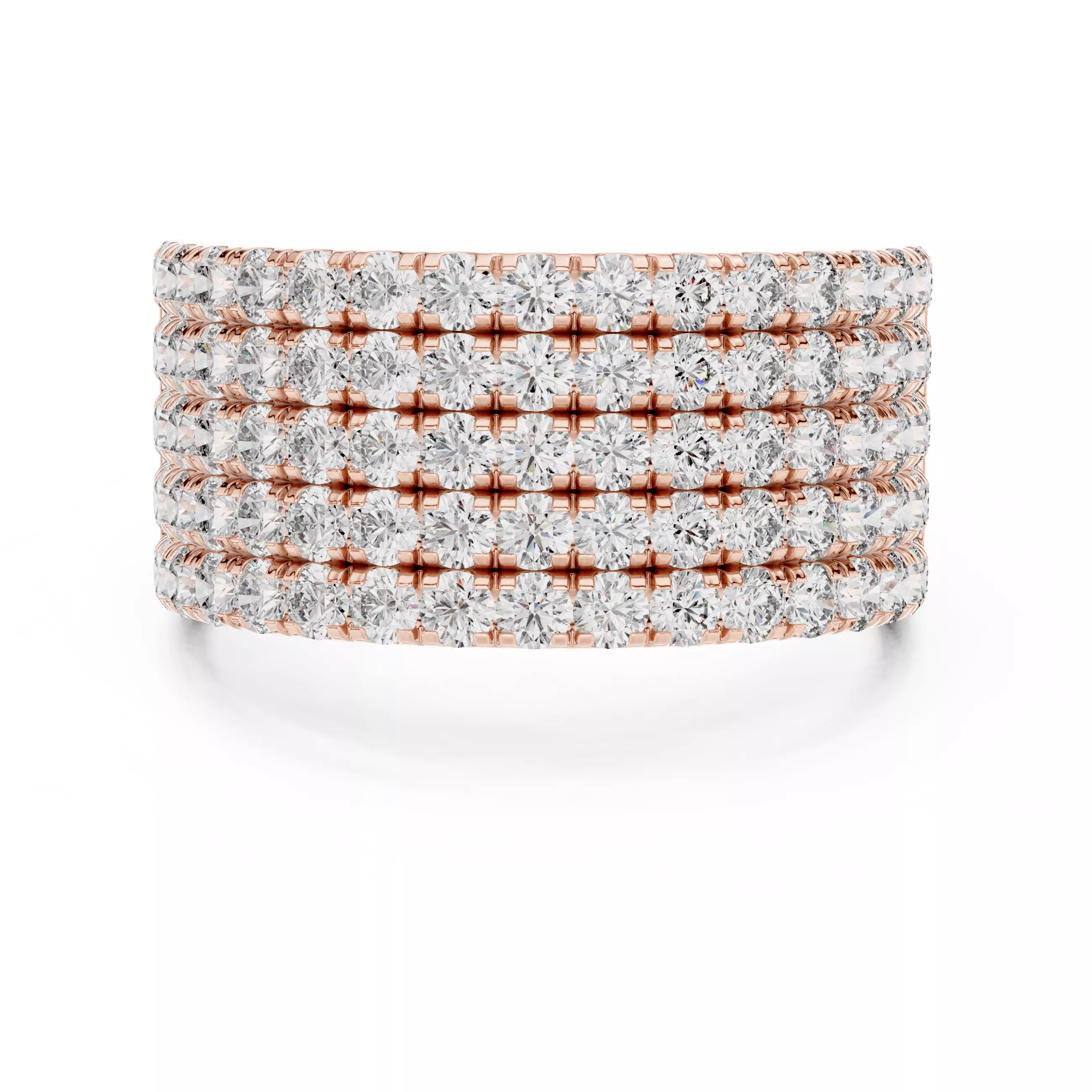 10mm Wide Five Diamond Row Engagement Wedding Ring 3DM STL Video 3D print model_0