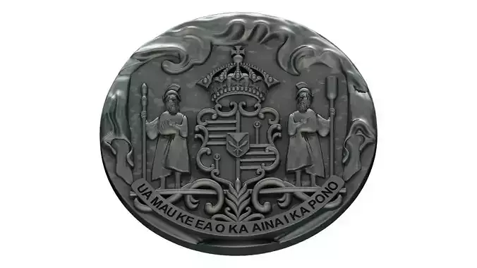 Hawaiian Coat of Arms coin pendant 3D print model