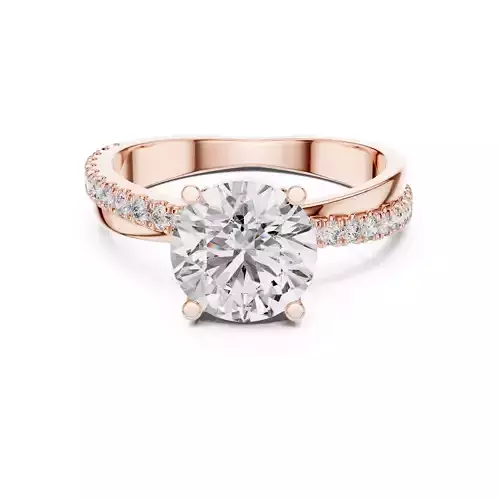 Round Cut Diamond Cross Over Engagement Ring 3DM STL Video