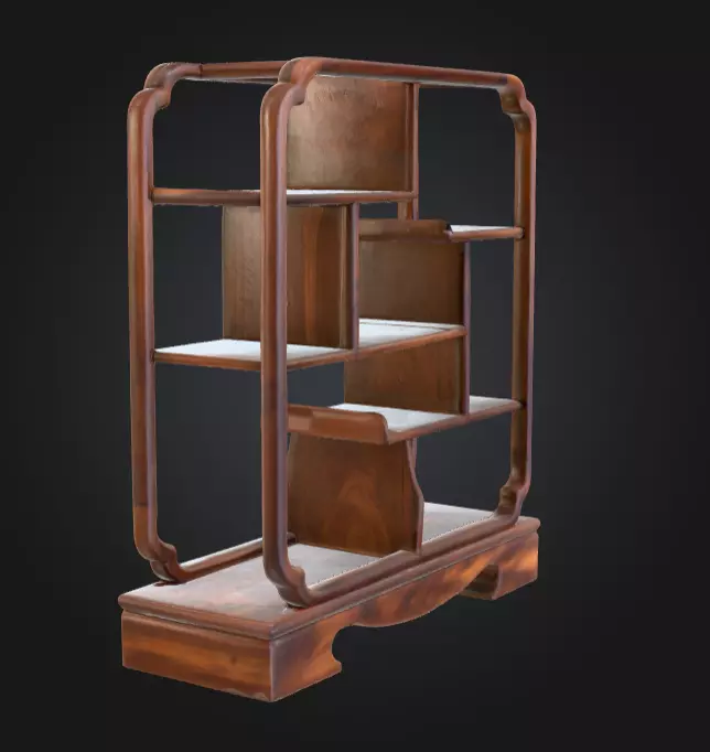 Wooden Display Shelf Low-poly 3D model_2