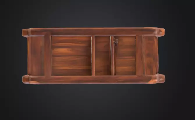 Wooden Display Shelf Low-poly 3D model_16