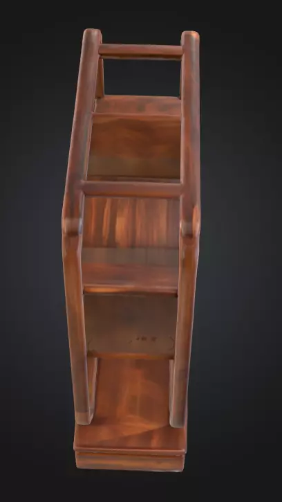 Wooden Display Shelf Low-poly 3D model_9