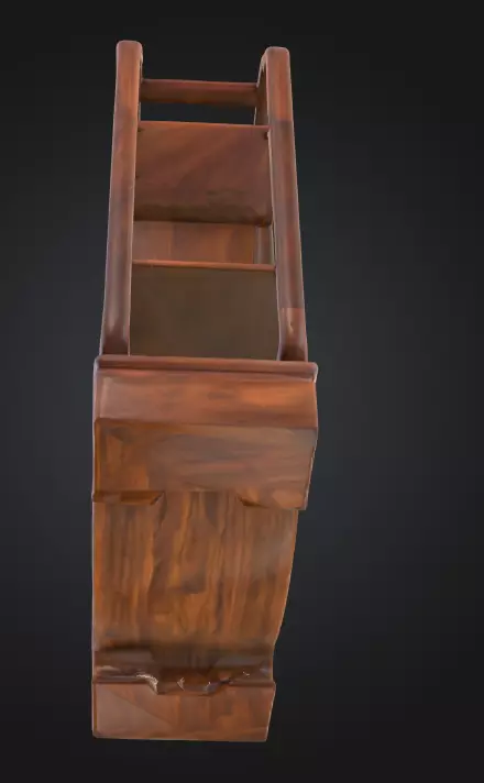 Wooden Display Shelf Low-poly 3D model_14