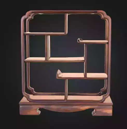 Wooden Display Shelf Low-poly 3D model