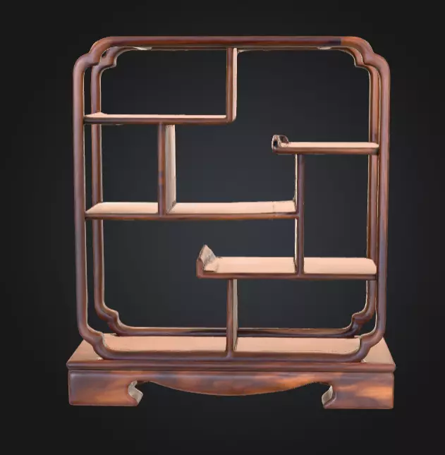 Wooden Display Shelf Low-poly 3D model_0