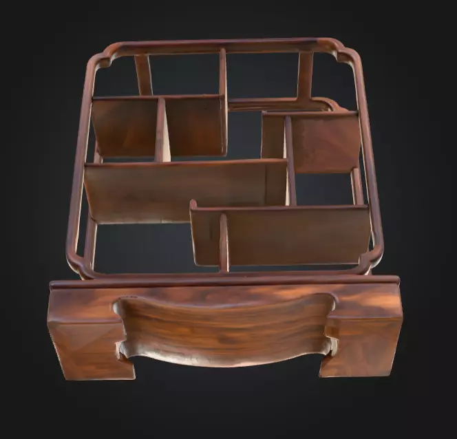 Wooden Display Shelf Low-poly 3D model_12
