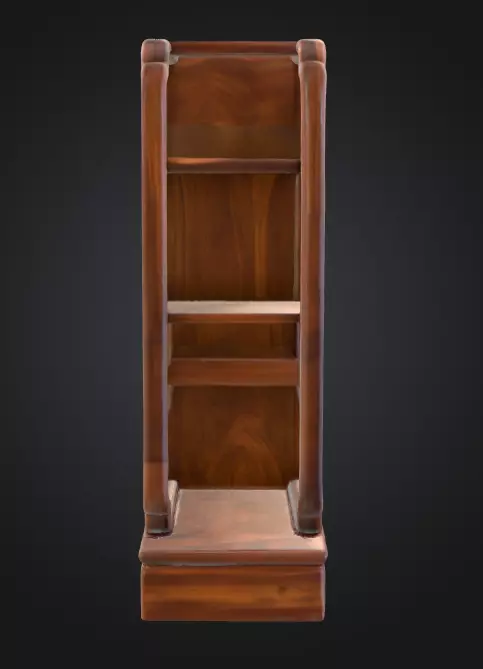 Wooden Display Shelf Low-poly 3D model_3