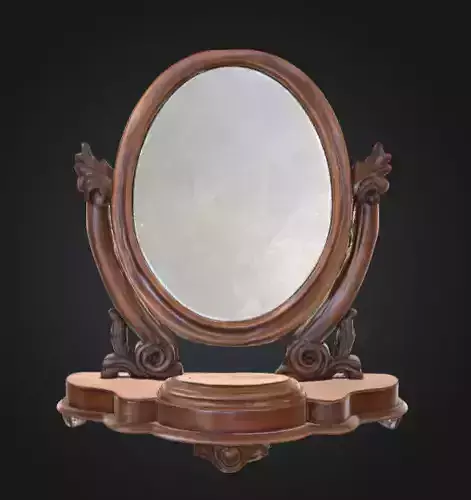 Classic Wooden Mirror Low-poly 3D model