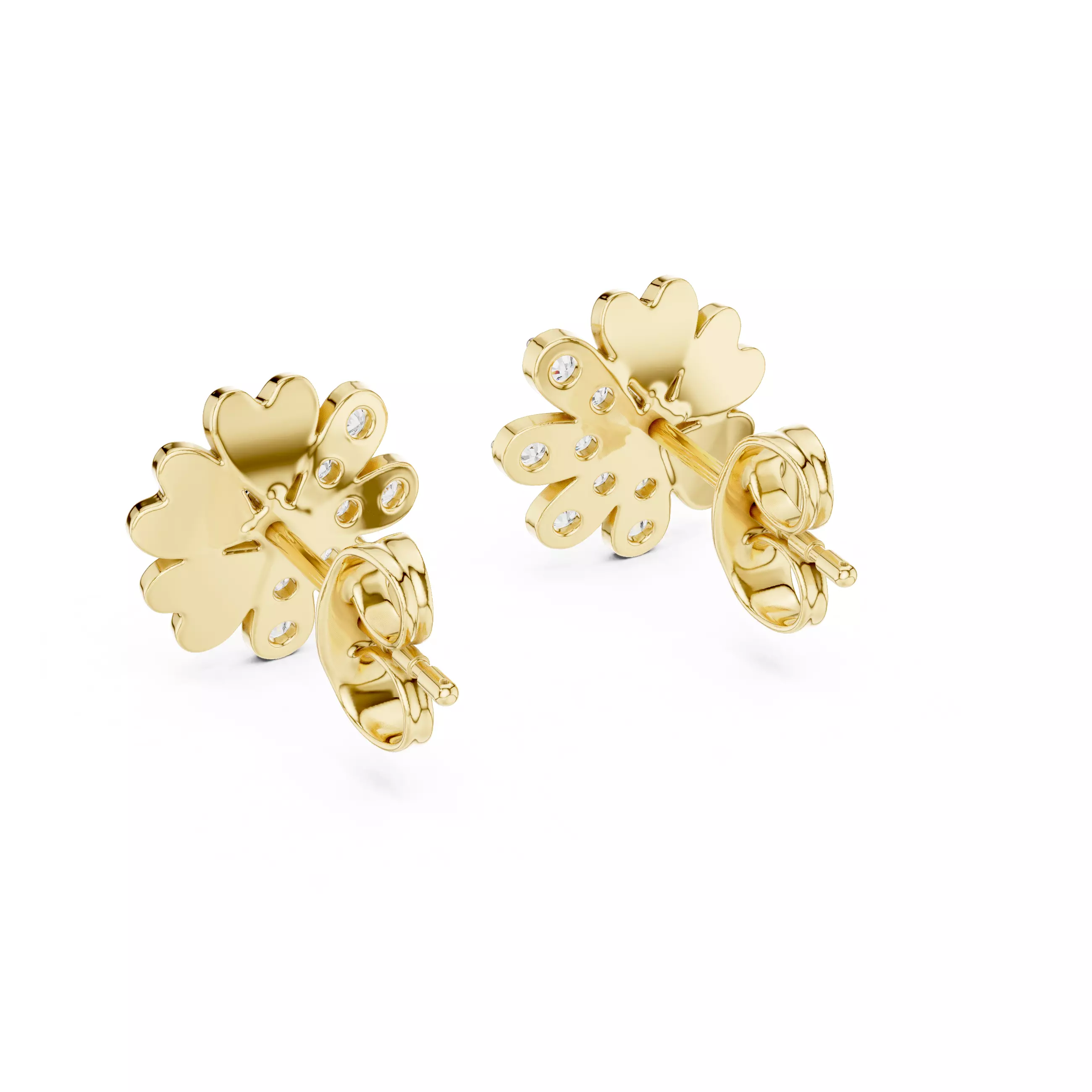 Diamond Studs Earrings 3dm stl renders details 360 animation 3D print model_12