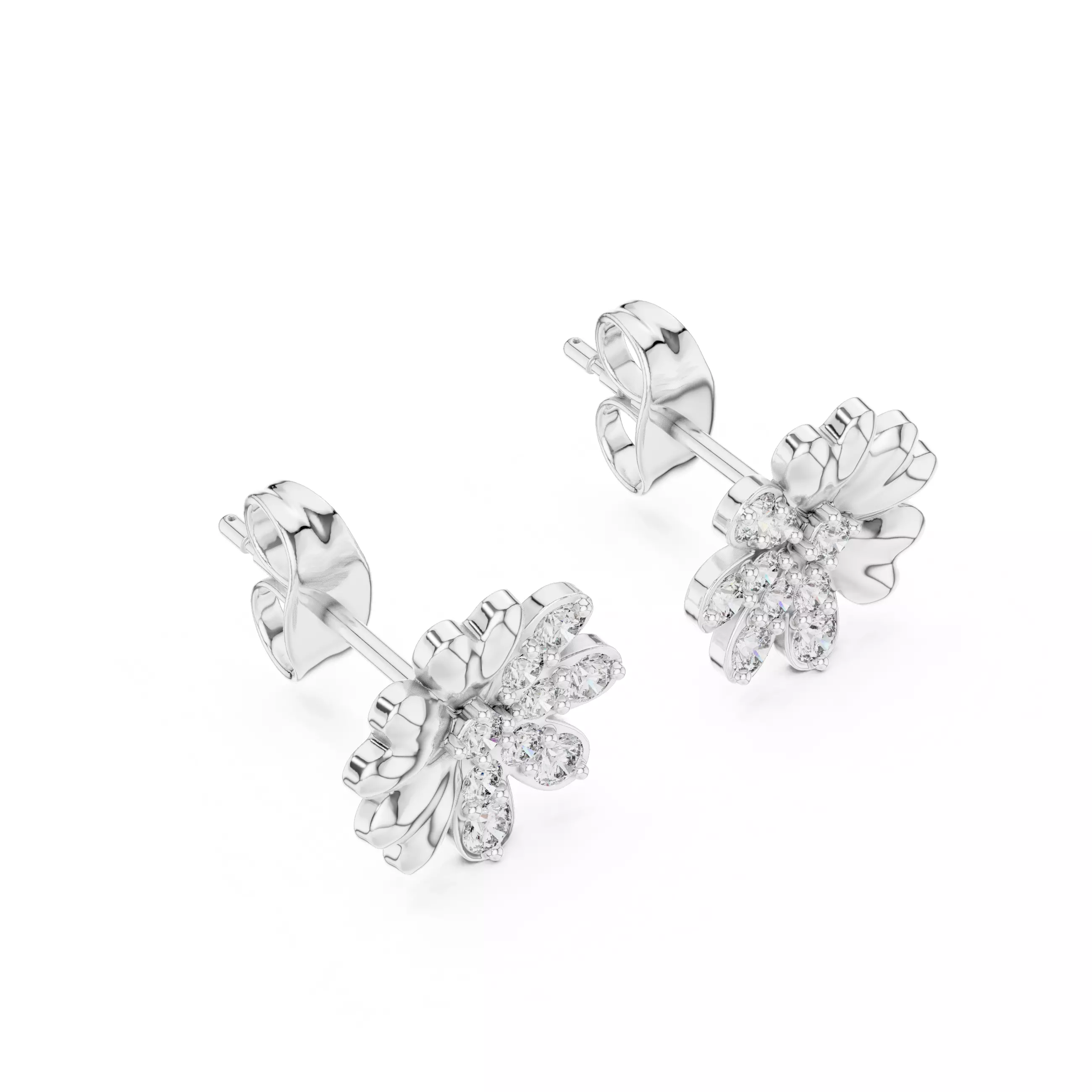 Diamond Studs Earrings 3dm stl renders details 360 animation 3D print model_7