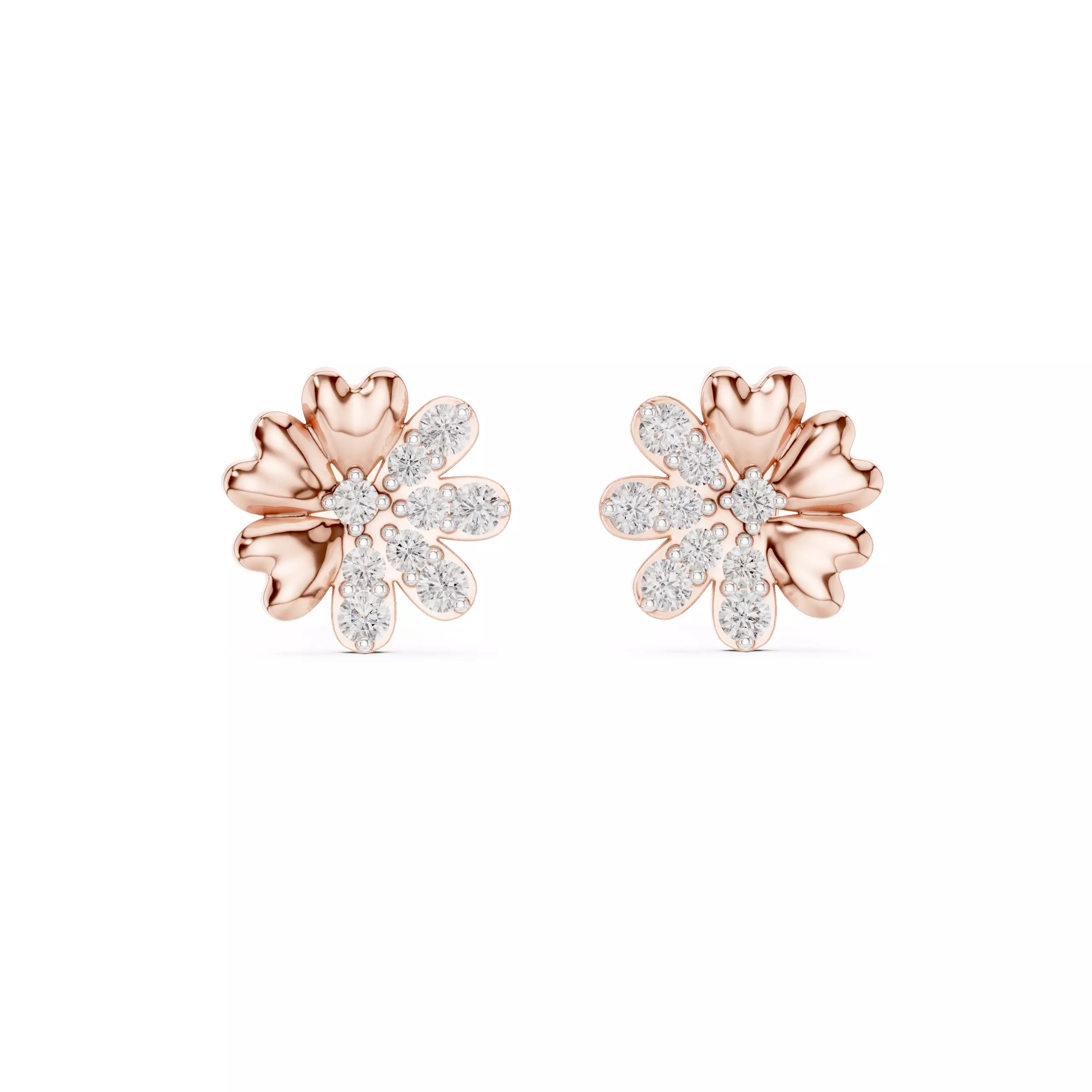 Diamond Studs Earrings 3dm stl renders details 360 animation 3D print model_0