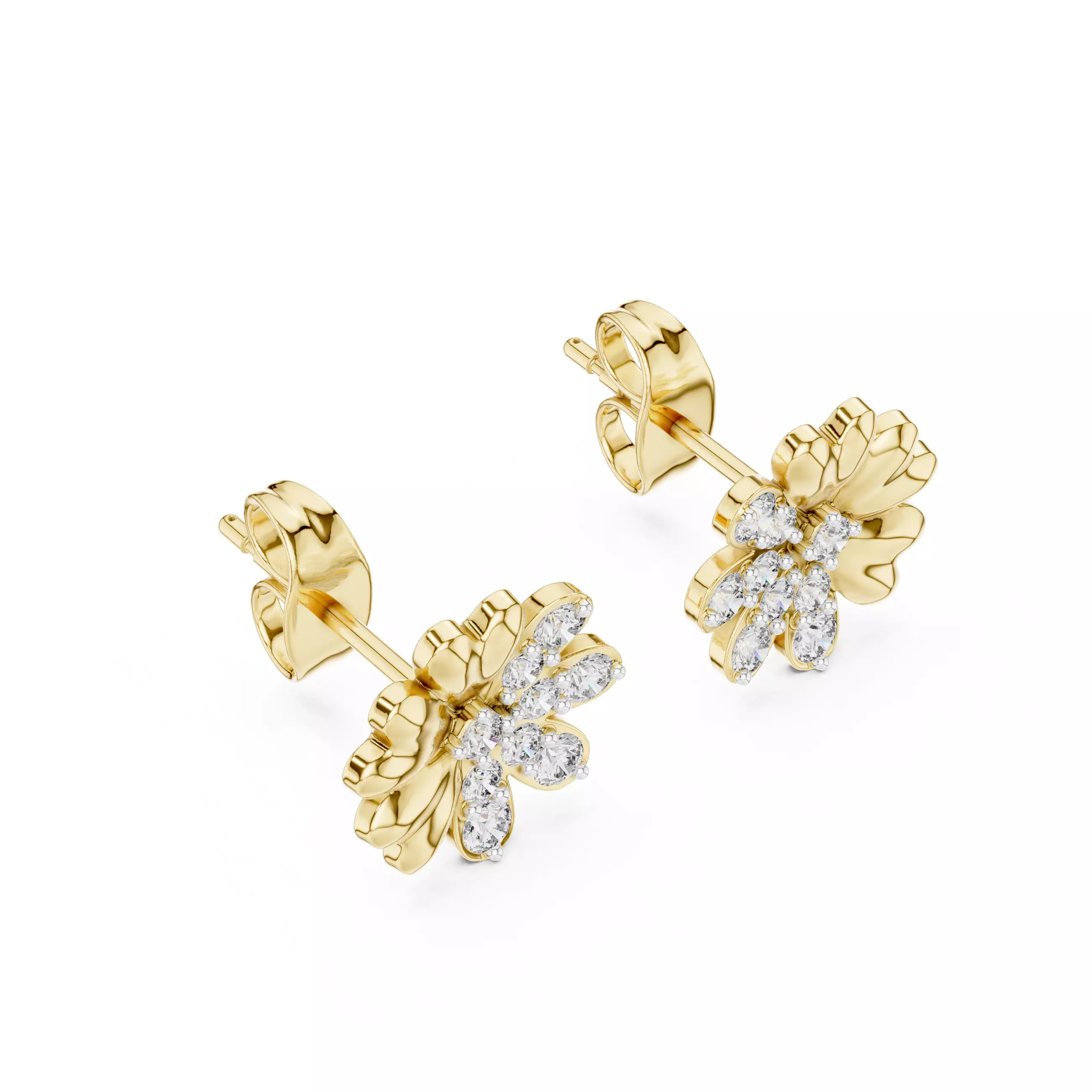 Diamond Studs Earrings 3dm stl renders details 360 animation 3D print model_11