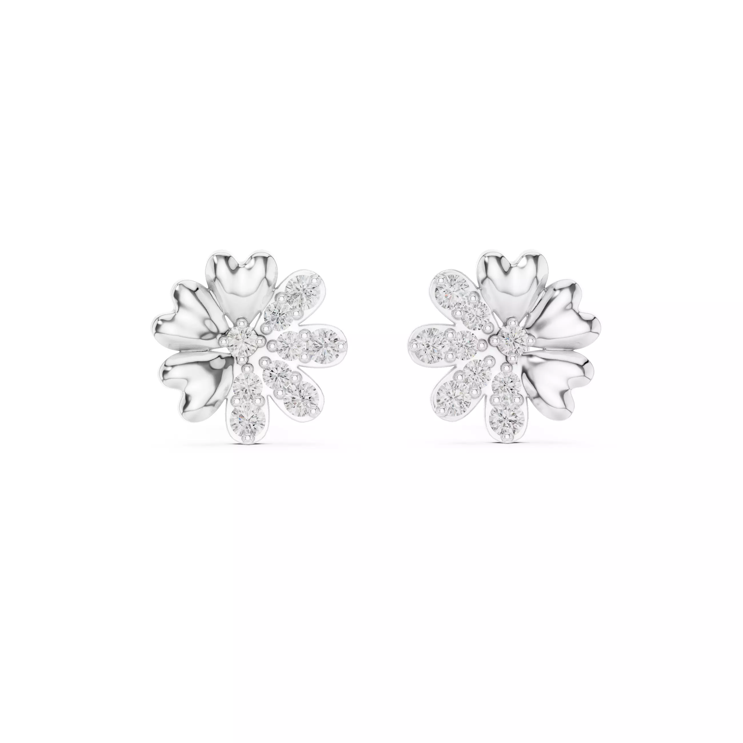 Diamond Studs Earrings 3dm stl renders details 360 animation 3D print model_9