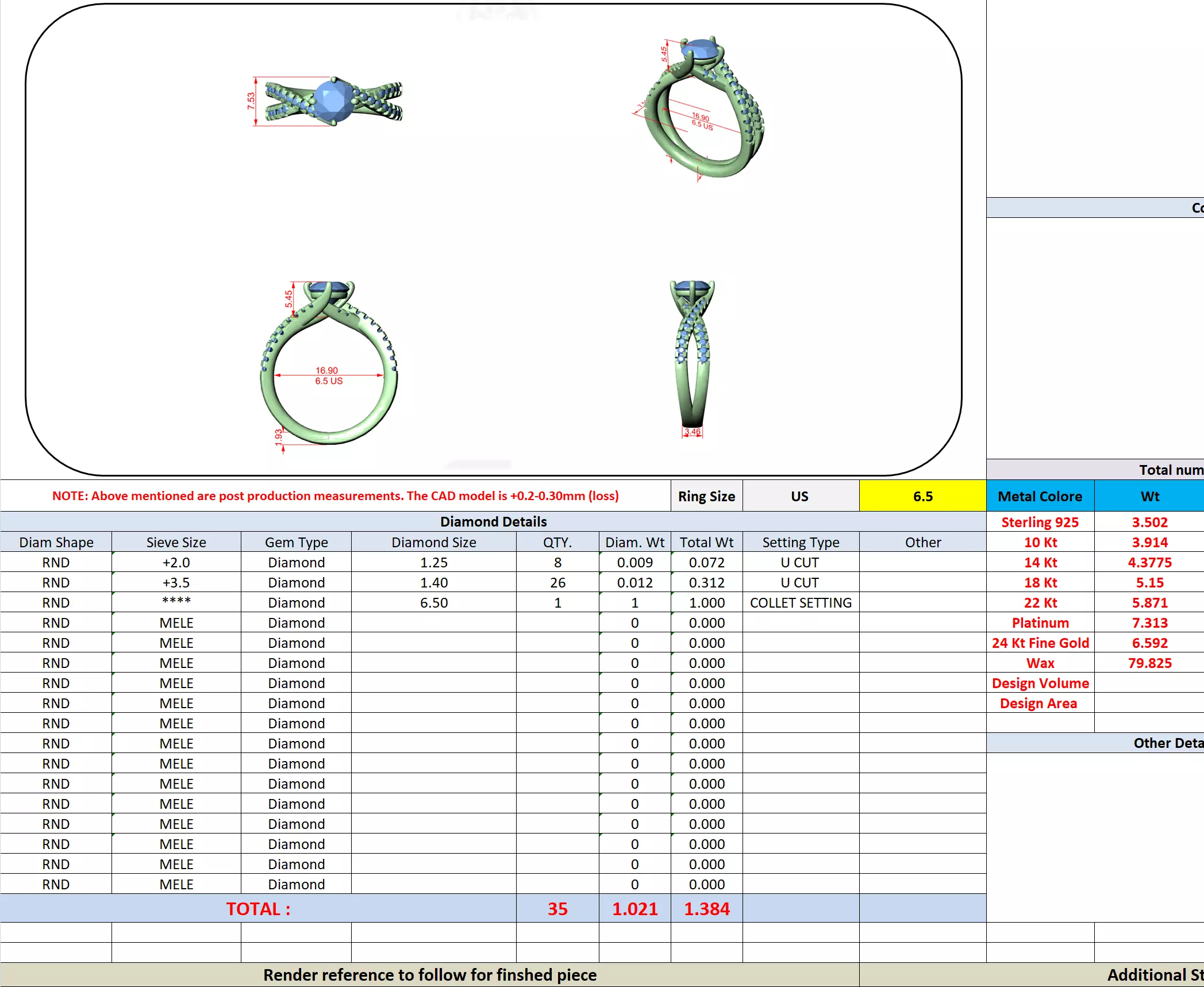 1CT Round Cut Cross-Over Engagement Wedding Ring 3DM STL Video 3D print model_13