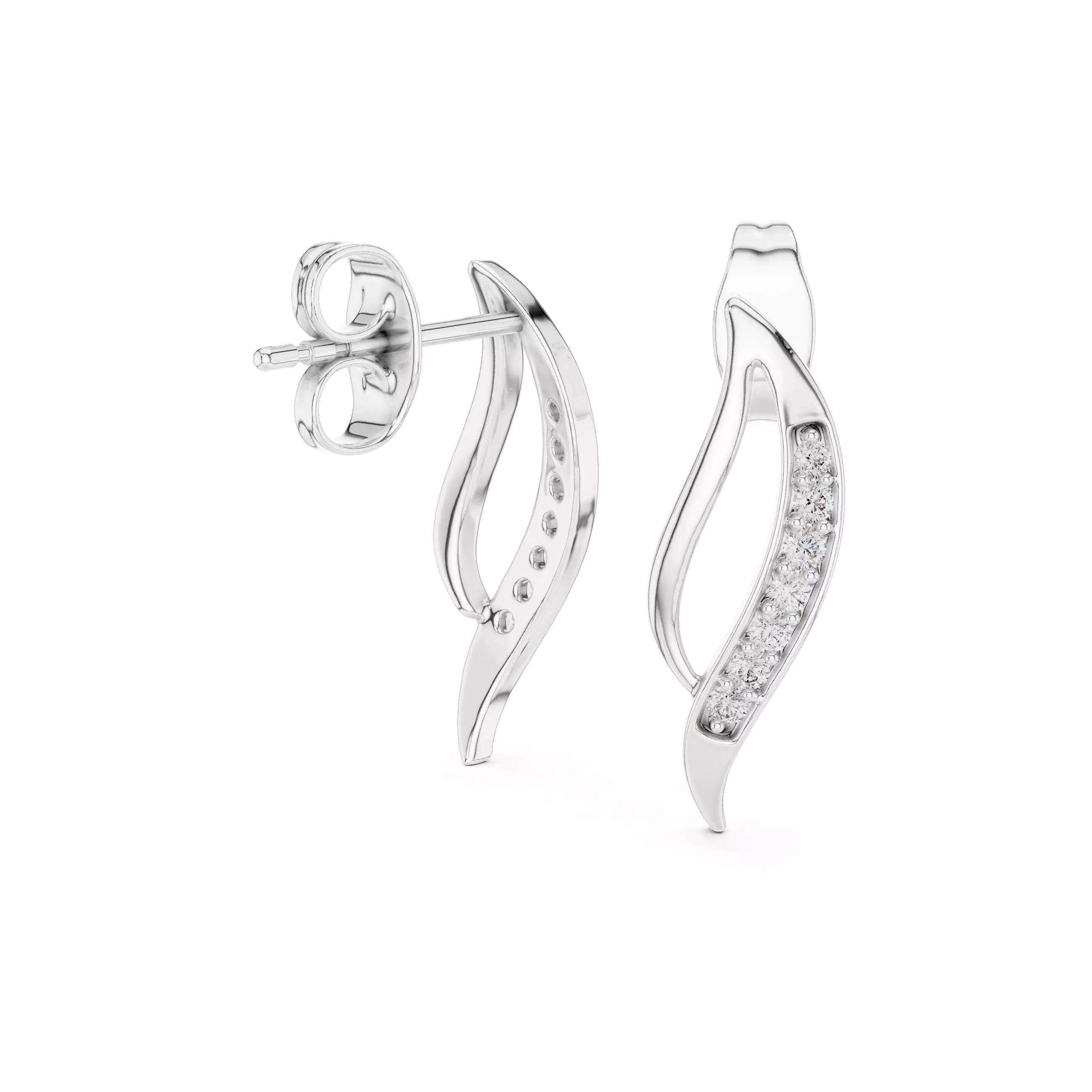 Diamond Studs Earrings 3dm stl renders details 360 animation 3D print model_6