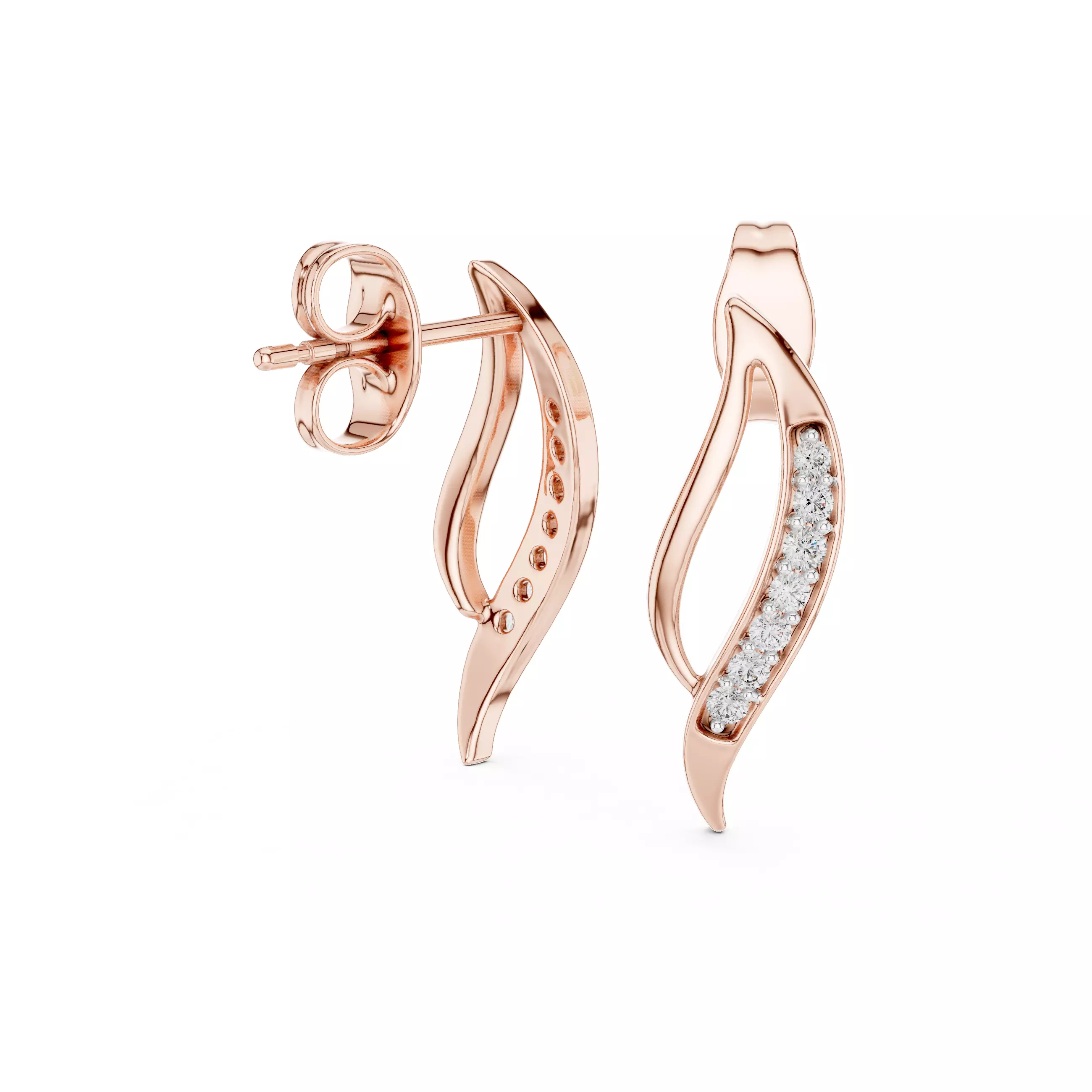 Diamond Studs Earrings 3dm stl renders details 360 animation 3D print model_3