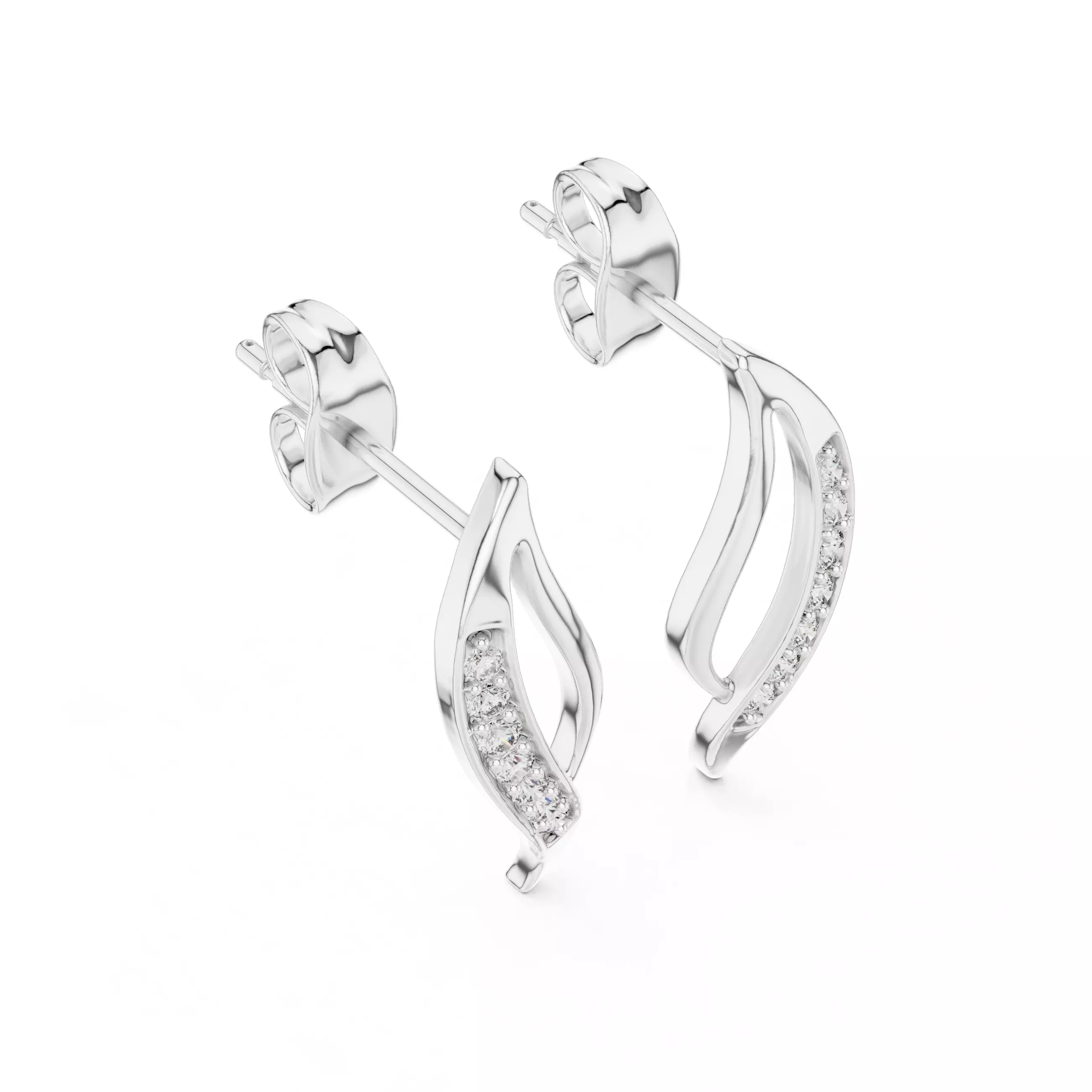 Diamond Studs Earrings 3dm stl renders details 360 animation 3D print model_7